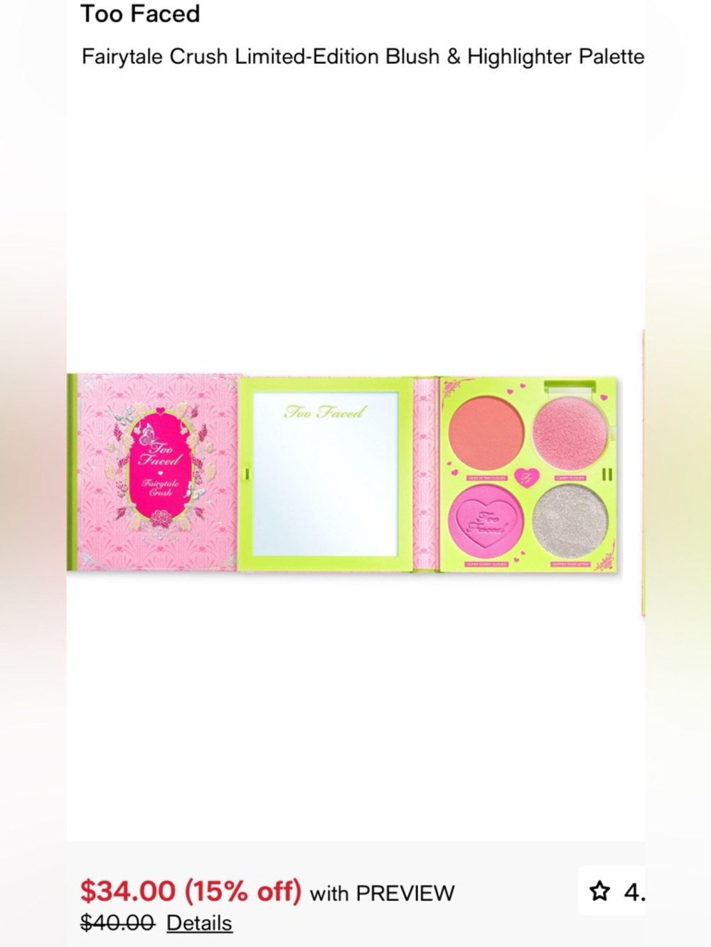 Too Faced Fairytale Crush Blush & Highlighter Palette